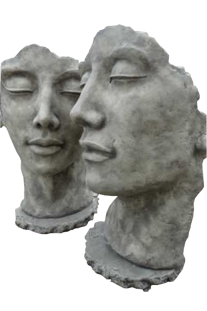 Skulptur SET Gesicht Mann und Frau Steinguss
