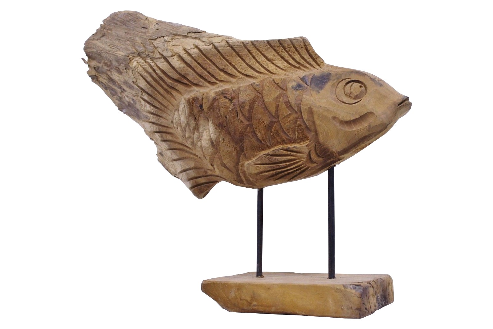 Teak Skulptur Fisch Unikat No10